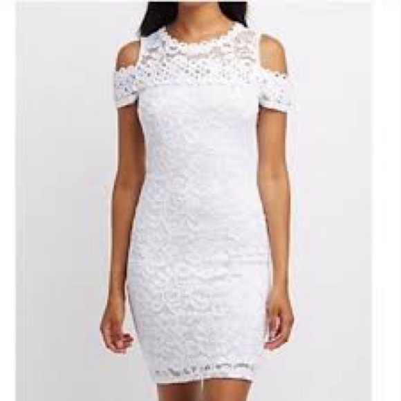Ambiance Dresses & Skirts - Ambiance White Lace Cold Shoulder Mini Dress